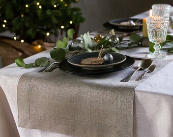 Silber Dinner Tischsets Metallic Tisch Dekor Sparkly tan Gedeck Leinenmatten Set von 2 4 6 8 10 12 Natürliche Weihnachtsfeier Tischsets