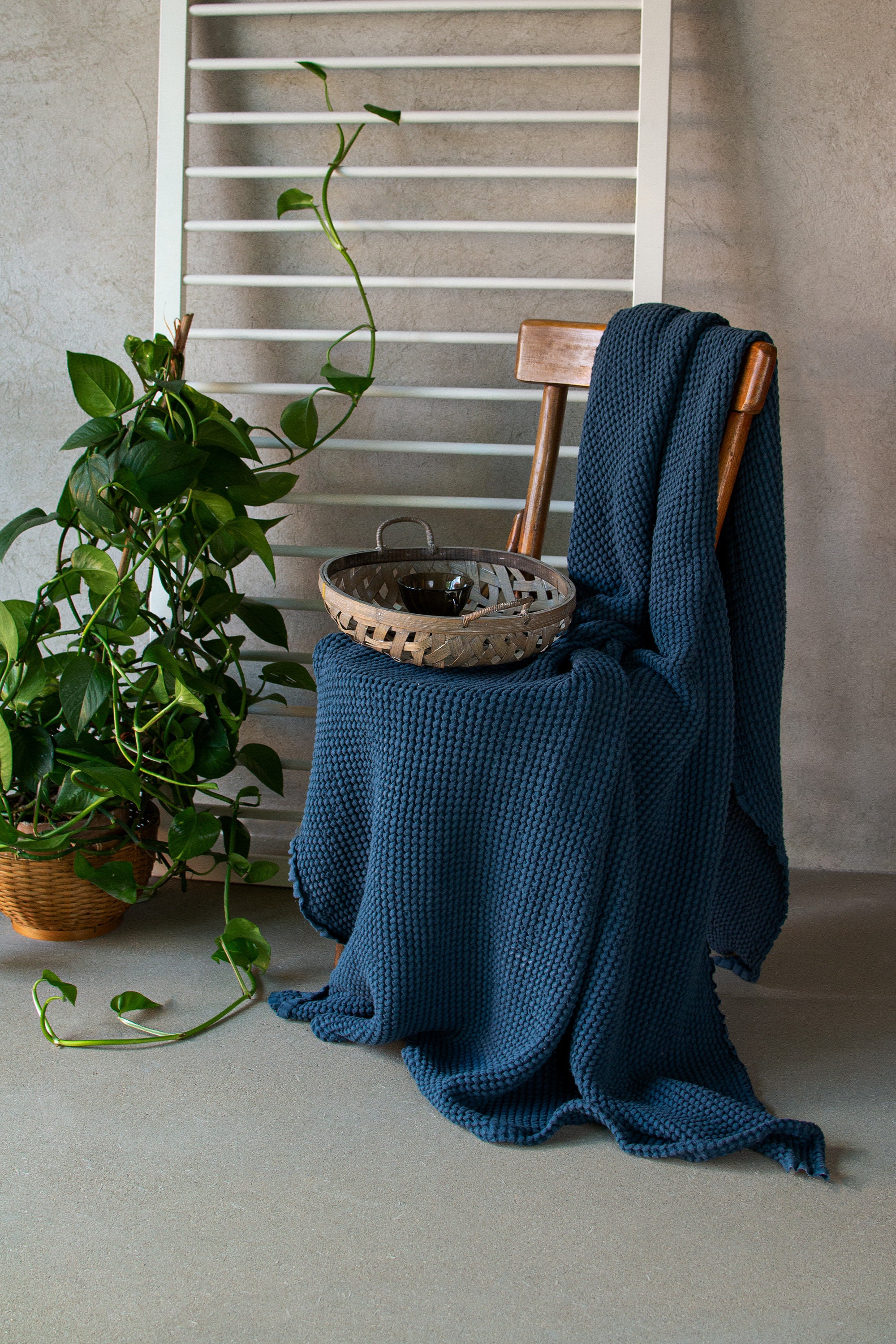 Teal blue linen throw blanket Washed bedspread coverlet Scandi Etsy