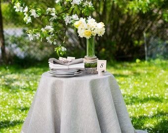 Large Round tablecloth Wedding table decor 70, 90, 100 Beige natural linen tablecloth Rustic Living table cloth Cake table cover Custom size