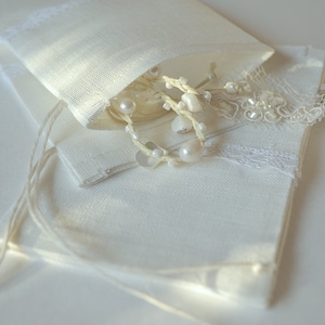 White Linen Bags Wedding Favor Bags Wedding Gift Bags Sets 10 Ivory Bags Lace Linen Bags Favor Linen Gift Bags Baptism Favor Bags Party Bags
