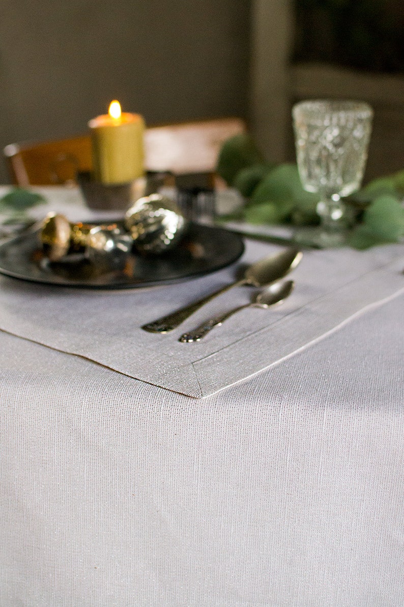 White Silver Placemats From Linen Metallic Table Decor Set of Etsy
