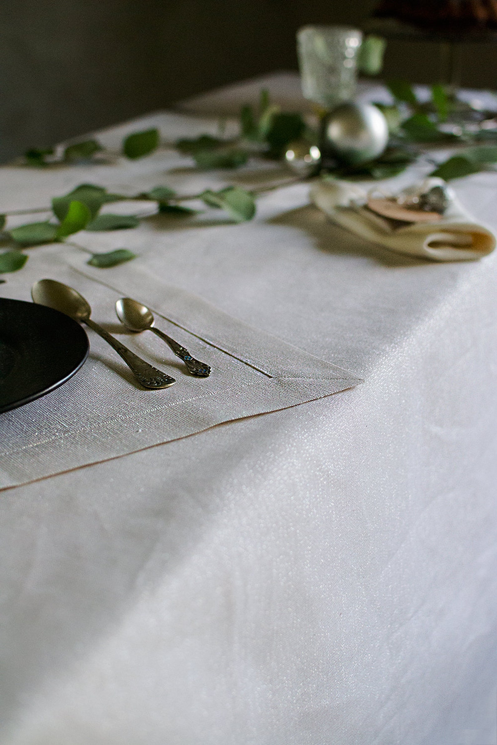 White Silver Placemats From Linen Metallic Table Decor Set of Etsy