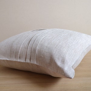 Linen Pillow Case Ecru Tan Cover Eco Friendly Cushion Undyed Linen Decorative Case With Folds Natural Linen Pillow Throw