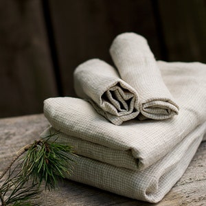 Serviette en lin naturel Grande serviette de jet serviettes de bain à carreaux Draps de bain Jet pré-lavé Serviette de sauna Drap de plage Serviette en lin cadeau Drap plat image 3