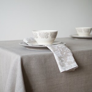 Natural linen rectangle tablecloth Wedding dinner long table decor Gray square table cloth Anniversary table cover Living rustic tablecloth
