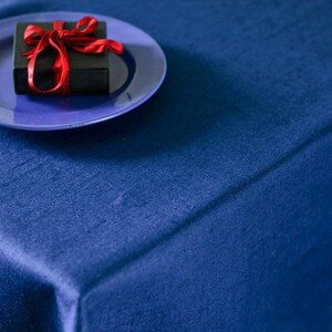Blue linen tablecloth Festive party table decor Beach wedding table cloth Modern farmhouse Easter dining long table cover Cake table setting