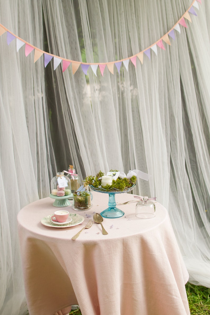 Blush Pink Linen Tablecloth Wedding Dinner Table Decor Cloth Etsy