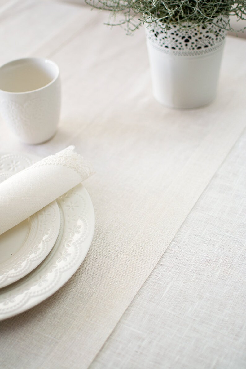 Linen tablecloth Wedding long dinner cloth White round custom Etsy