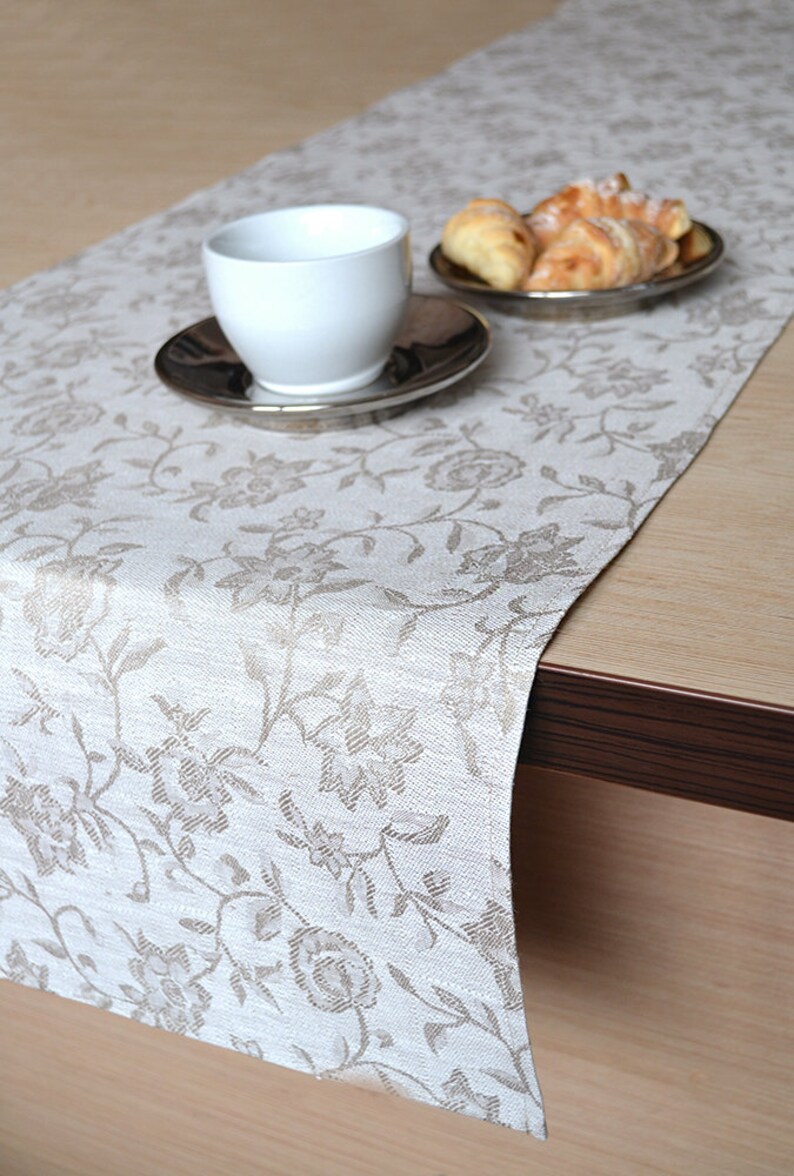Linen Table Runner Wedding Damask Table Runner Bridal shower Etsy