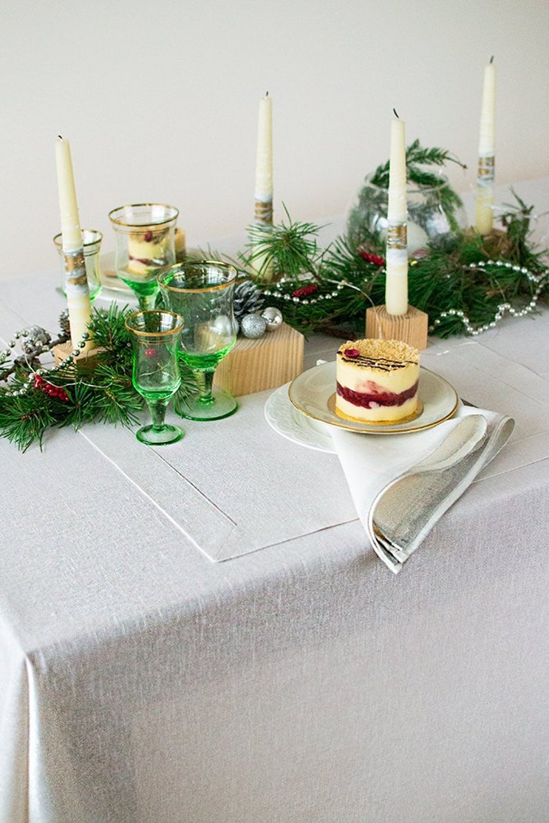 Silver TABLECLOTH Christmas Tablecloth Wedding Table Linen Etsy