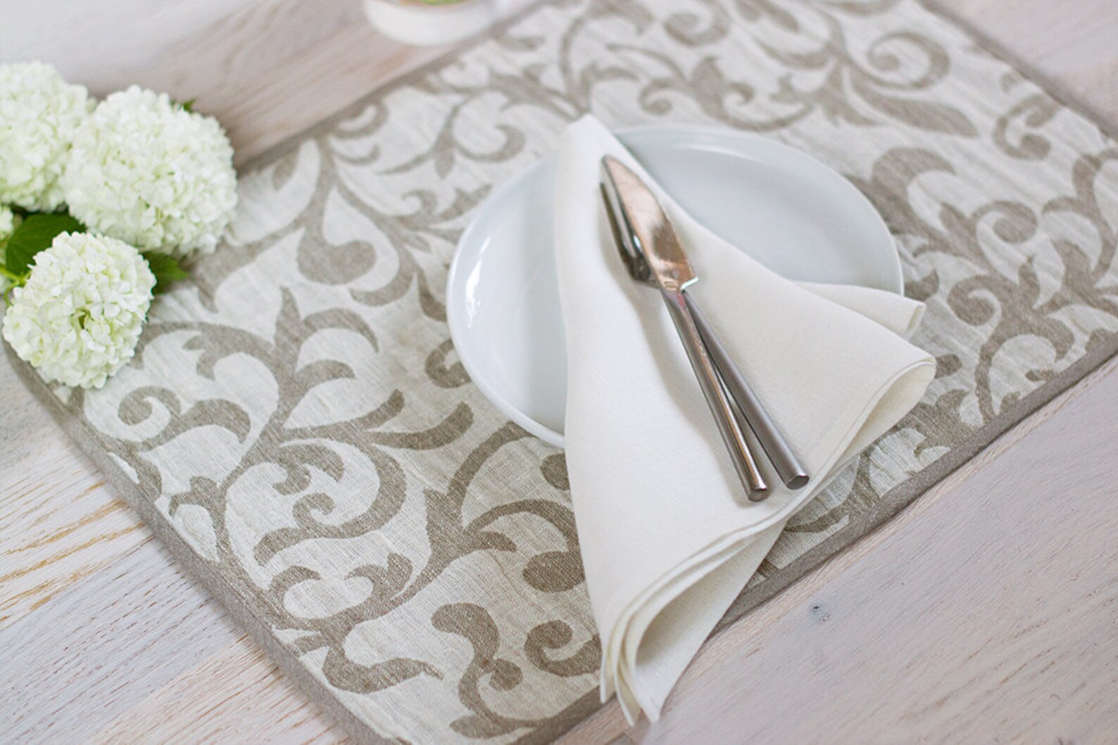 Natural Linen Placemats Reversible off White Table Mats Dinner Etsy
