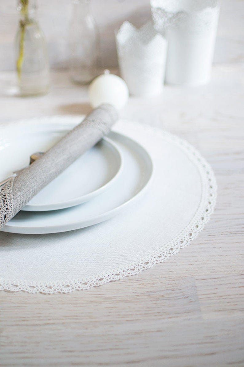 White Linen Placemats Wedding Dinner Placemats Round Placemats Etsy UK