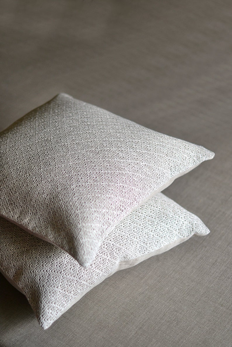 Linen Pillow Case White Gray Cover Knitted Pillow Cover Home Etsy