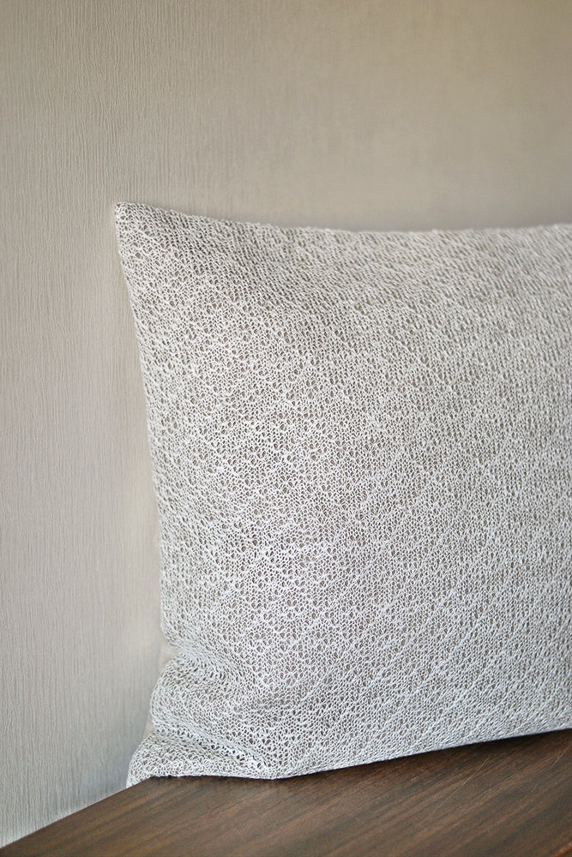 Linen Pillow Case White Gray Cover Knitted Pillow Cover Home Etsy