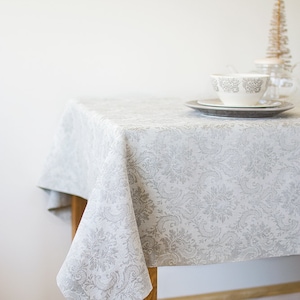 Natuurlijk linnen tafelkleed Bruiloft diner lange tafel decor Luxe damast verjaardag vierkant tafelkleed Babyshower bruids evenement tafelkleed