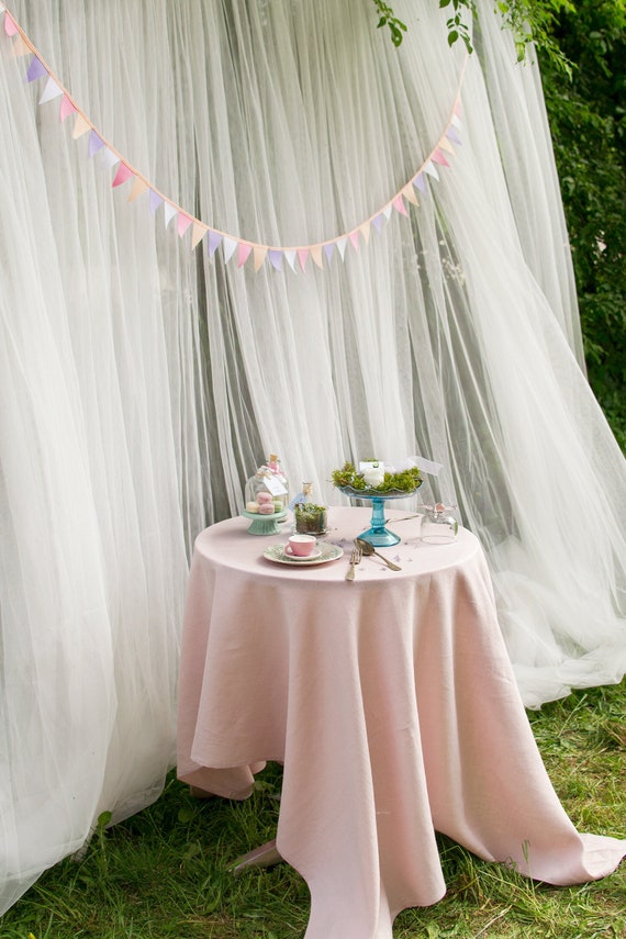 Blush roze linnen tafelkleed Bruiloft eettafel decor - Etsy België
