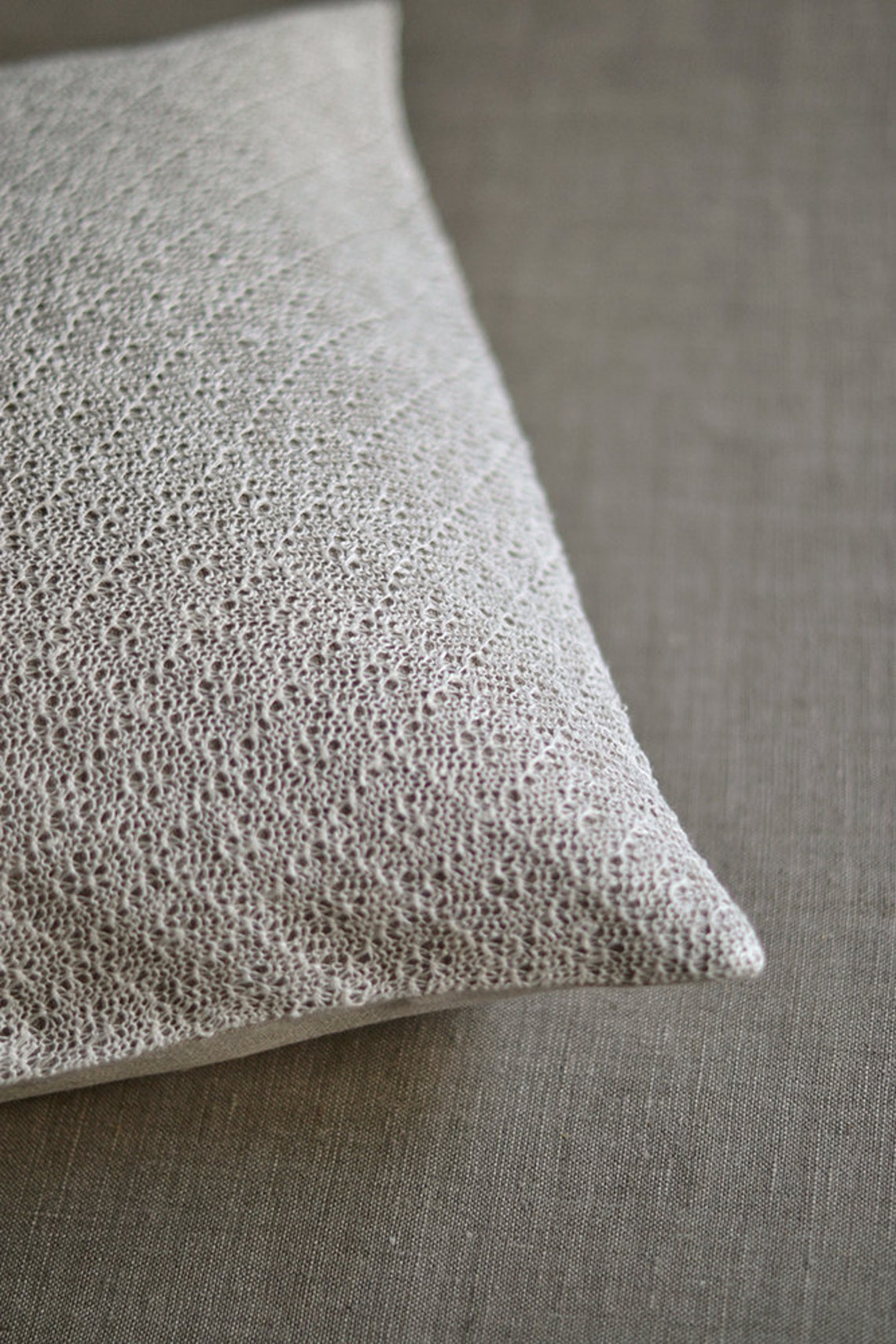 Linen Pillow Case White Gray Cover Knitted Pillow Cover Home Etsy
