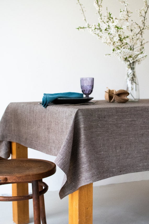 Nappe style basque et ses 12 serviettes - 220x146 cm - métis lin/coton