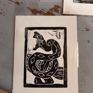 snake linocut print