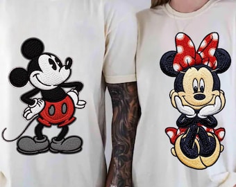 Couple Minnie Mouse Embroidered PNG, Disney Magic Kingdom Png, Minnie Mouse Trip Png, Vintage Disney Shirt 2026 Png, 300 DPI PNG