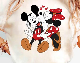 Couple Mouse And Girlfriend Embroidered Png, Magical Land Valentine Png, Cartoon Mouse Couple Png