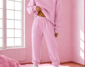 Women's Oversized Hoodie Jogger Set, Plush Fleece Loungewear 2-Piece, Cozy Winter Tracksuit, Soft Gift for Her
