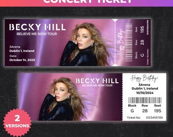 Editable Concert Ticket Canva, DIY Tickets Template, Printable Custom Concert Ticket, Birthday Gift Idea, Surprise Gift, Digital Download