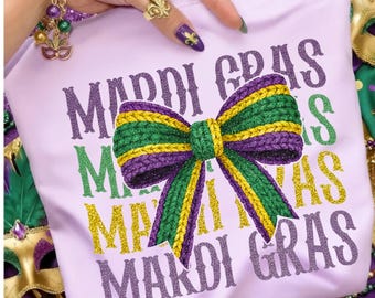 Faux Yarn Mardi Gras Png, Latch Hook Crochet Mardi Gras Png, Preppy Glitter Knit Png, Faux Embroidery Crochet Mardi Gras Png Louisiana Png