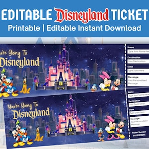 Editable Disneyland Ticket Surprise: Disneyworld Reveal, Canva Template (Digital Download)