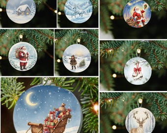 Circle Rice Paper Craft Decoupage Paper, Christmas Designs, Coaster Rounds, Craft supplies, Junk journal paper, Rice Paper Crafts, PNG File
