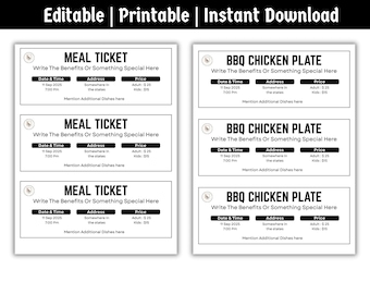 Bearbeitbares BBQ Fundraiser Ticket Vorlage: Canva Printable (Digitaler Download