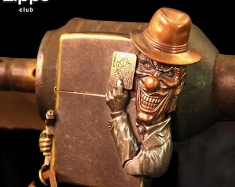 Creepy Joker Clown Lighter – 3D Metal Horror Design, Windproof Flip Top Collectible Pocket Lighter