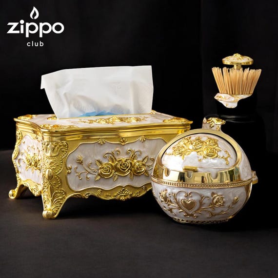 White & Gold Floral Ashtray | Elegant Home Decor Gift - Etsy