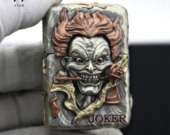 3D Joker Metal Lighter Case | Premium Hand-Carved Design | Horror Collector Edition