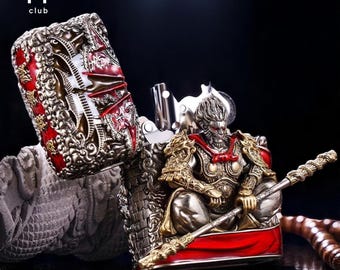Encendedor Zippo con armadura 3D del Guerrero Imperial Sun Wukong: edición limitada artesanal