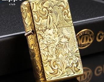 Isqueiro Zippo personalizado gravado, isqueiro de armadura de latão, dragão voador nas nuvens, presente personalizado