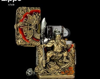 Encendedor Zippo de latón esculpido en 3D con el Dragón Mítico General – Edición limitada coleccionable