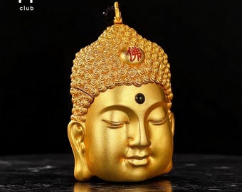 Gold Buddha Head Lighter • Detailed 3D Engraved Design • Refillable Windproof Flame
