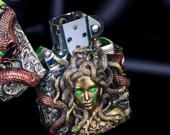 メデューサ3D真鍮ライター - 蛇の女神が刻まれた高級コレクターギフト