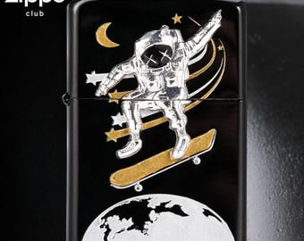 Encendedor con diseño de astronauta / Objeto de colección de metal con temática espacial / Pieza de exhibición de galaxia / Regalo único para él