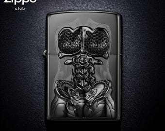 Encendedor de esqueleto oscuro: metal gótico coleccionable, encendedor de bolsillo recargable y resistente al viento, un regalo único para él.