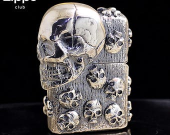 Gothic Skull Metal Lighter – Heavy Silver Skull Design – Collectible Gift