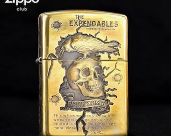Encendedor de calavera con forma de bala: diseño gótico dorado antiguo, encendedor de bolsillo metálico recargable y resistente al viento, un regalo de arte oscuro para él.