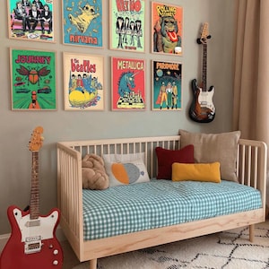 Rock Band Poster Bundle – DIGITAL DOWNLOAD | Set of 10 Prints | Vintage Style Wall Art | Music Room Decor | 11x17 to 27x40 Sizes
