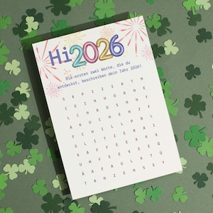 Funny New Year's Eve Word Game 2026 - DIN A5 - Instant Download - Funny Two-Word Yearly Mottos - New Year's Game