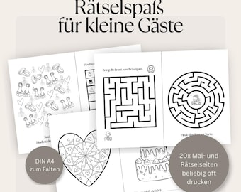Coloring and puzzle book for children - PDF to print - 20 pages of coloring pictures and puzzles DIN A4 / DIN A5