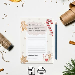 Christmas Wish List PDF to Print – Letter to Santa for Children – Christmas Wish List Template – Instant Download A4
