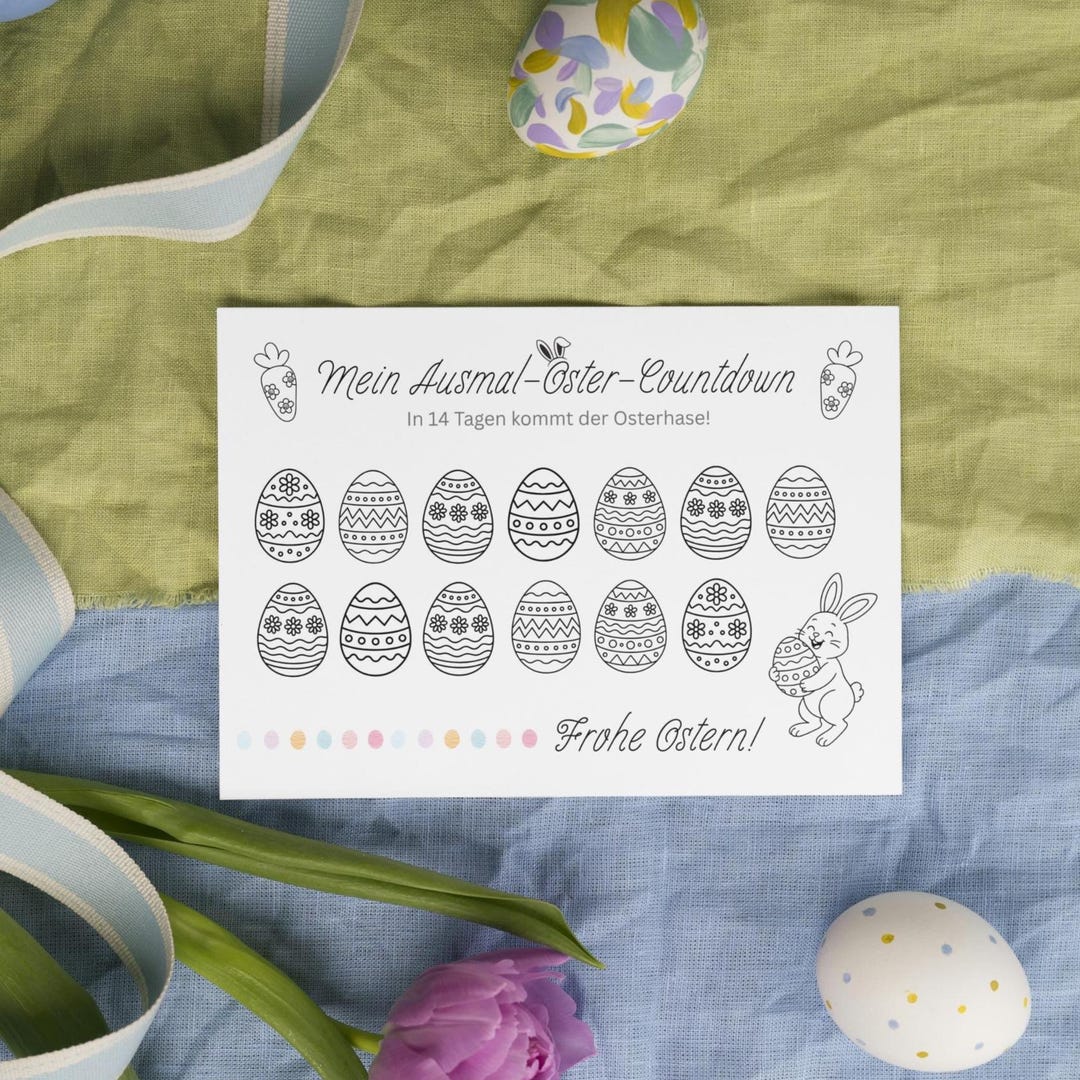 Easter Countdown Coloring Page, Easter Countdown for Kids, Printable ...