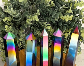Titanium Rainbow Aura Obsidian Points