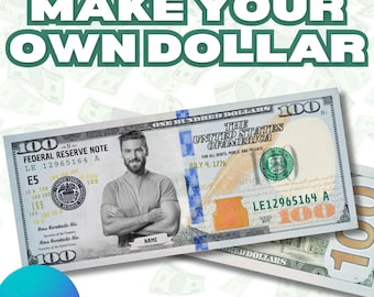 Prop Money Template - Personalized in Canva, Add Your Photo, Two-Sided Front & Back, Digital Download